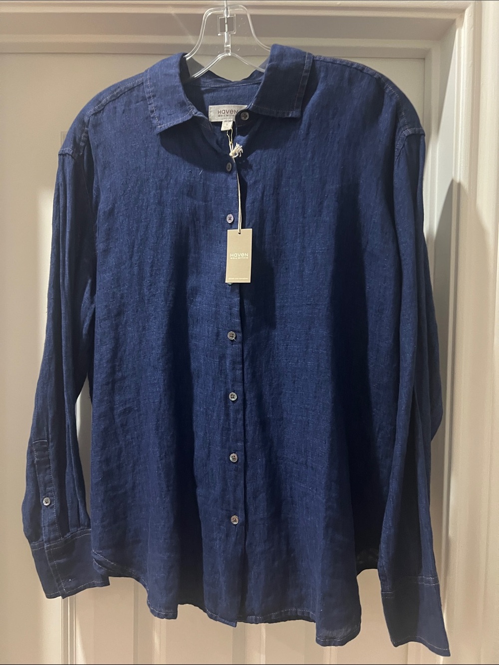Haven Well Within Indigo Dyed Long Sleeve Blouse